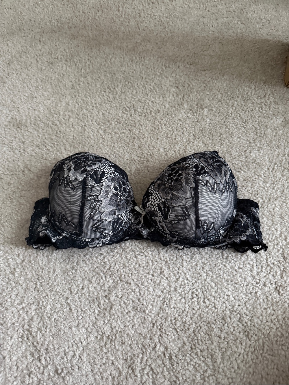 sophie b. Black Lace Strapless Bandeau Bra
